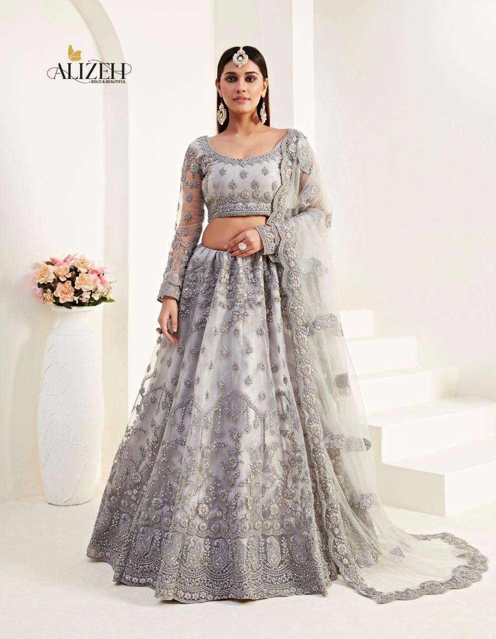 BRIDAL HERITAGE VOL-2 BY ALIZEH 1005 TO 1008 SERIES DESIGNER BEAUTIFUL WEDDING COLLECTION OCCASIONAL WEAR & PARTY WEAR NET WITH SILK SATIN LEHENGAS AT WHOLESALE PRICE