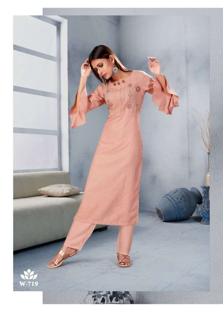 CLASSIC BY SNAPSTYLE 719 TO 722 SERIES BEAUTIFUL STYLISH FANCY COLORFUL CASUAL WEAR & ETHNIC WEAR COTTON SLUB EMBROIDERED KURTIS AT WHOLESALE PRICE