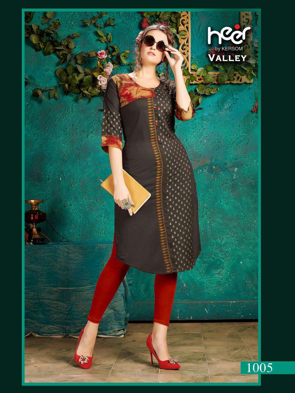 VALLEY BY HEER 1001 TO 1008 SERIES STYLISH FANCY BEAUTIFUL COLORFUL CASUAL WEAR & ETHNIC WEAR HEAVY RAYON BLOCK PRINT KURTIS AT WHOLESALE PRICE