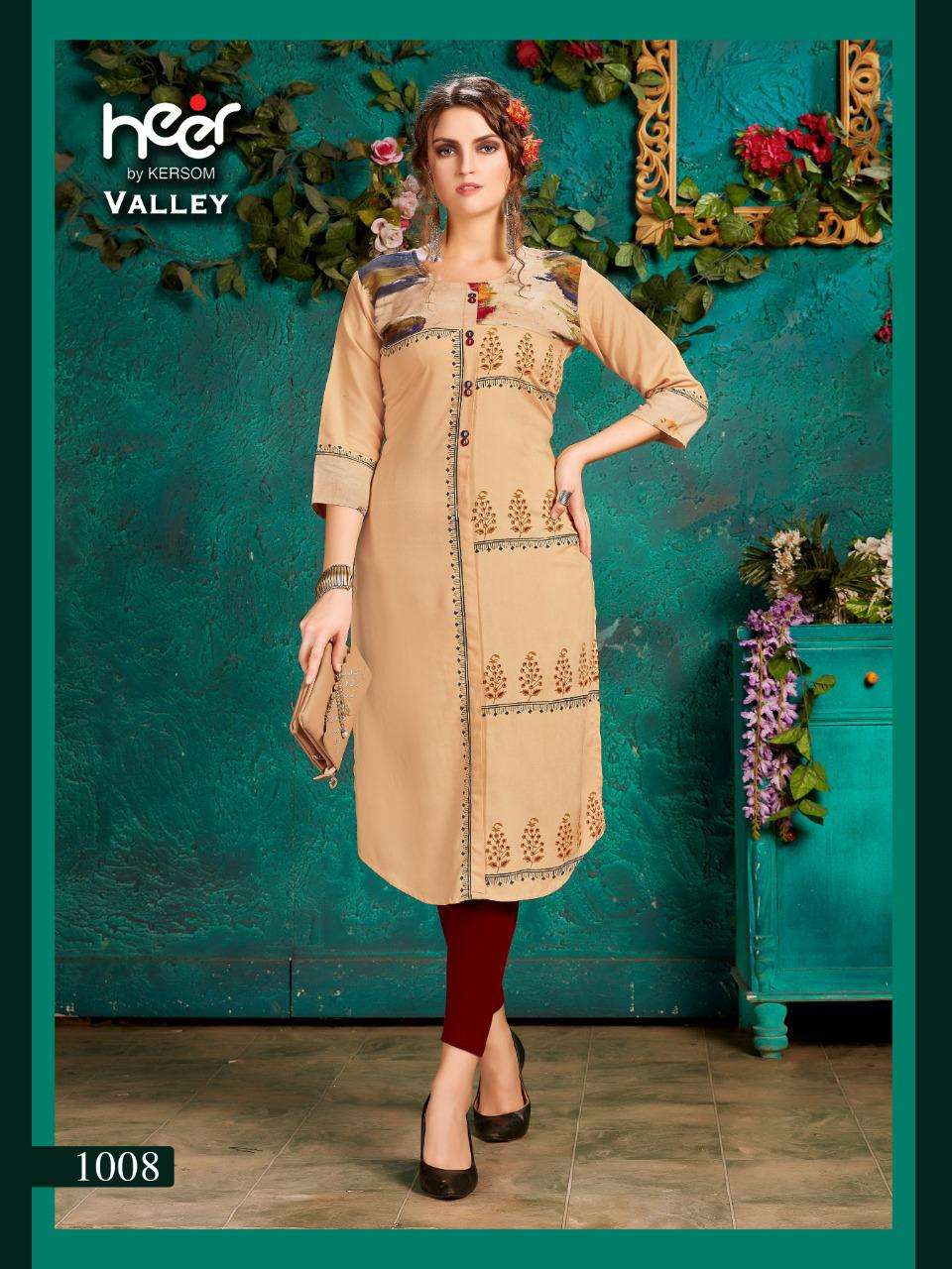 VALLEY BY HEER 1001 TO 1008 SERIES STYLISH FANCY BEAUTIFUL COLORFUL CASUAL WEAR & ETHNIC WEAR HEAVY RAYON BLOCK PRINT KURTIS AT WHOLESALE PRICE