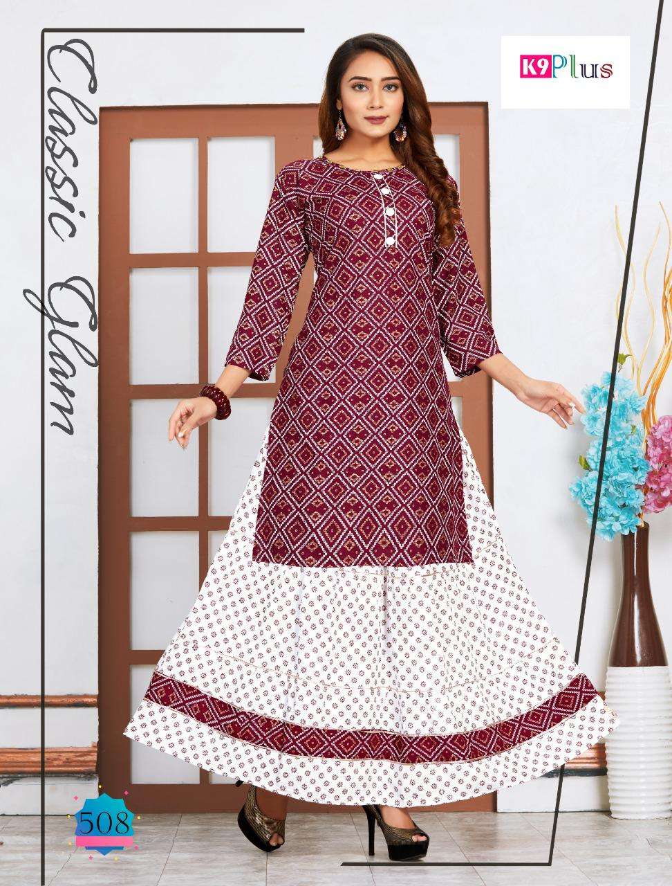 SILVER BY K9 PLUS 501 TO 508 SERIES STYLISH FANCY BEAUTIFUL COLORFUL CASUAL WEAR & ETHNIC WEAR HEAVY RAYON EMBROIDERED KURTIS AT WHOLESALE PRICE