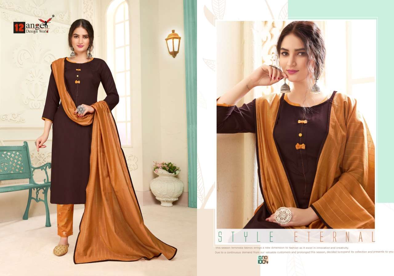 ISHITA VOL-2 BY 12 ANGEL 1001 TO 1006 SERIES BEAUTIFUL SUITS STYLISH FANCY COLORFUL PARTY WEAR & OCCASIONAL WEAR RAYON SLUB PRINTED DRESSES AT WHOLESALE PRICE