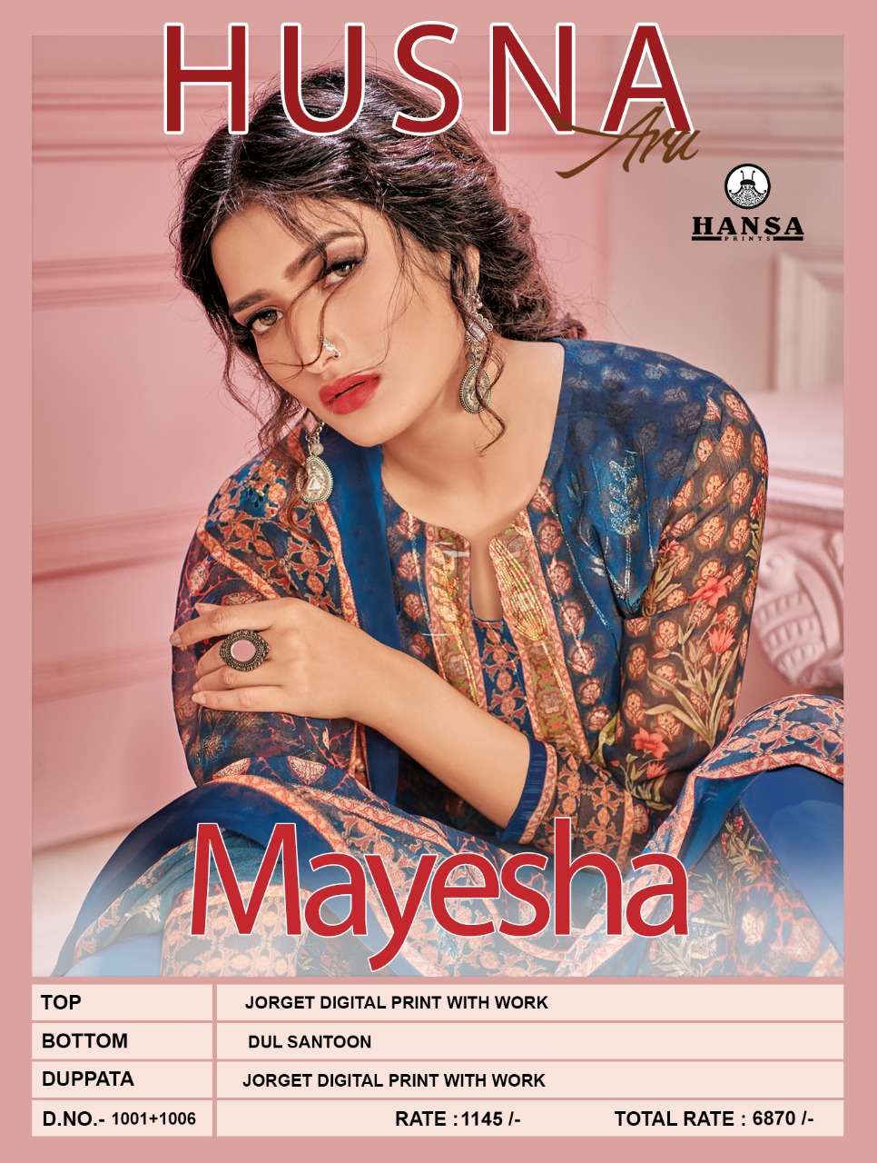 MAYESHA BY HANSA PRINT 1001 TO 1006 SERIES BEAUTIFUL SUITS STYLISH FANCY COLORFUL PARTY WEAR & OCCASIONAL WEAR GEOREGETTE DIGITAL PRINTED DRESSES AT WHOLESALE PRICE