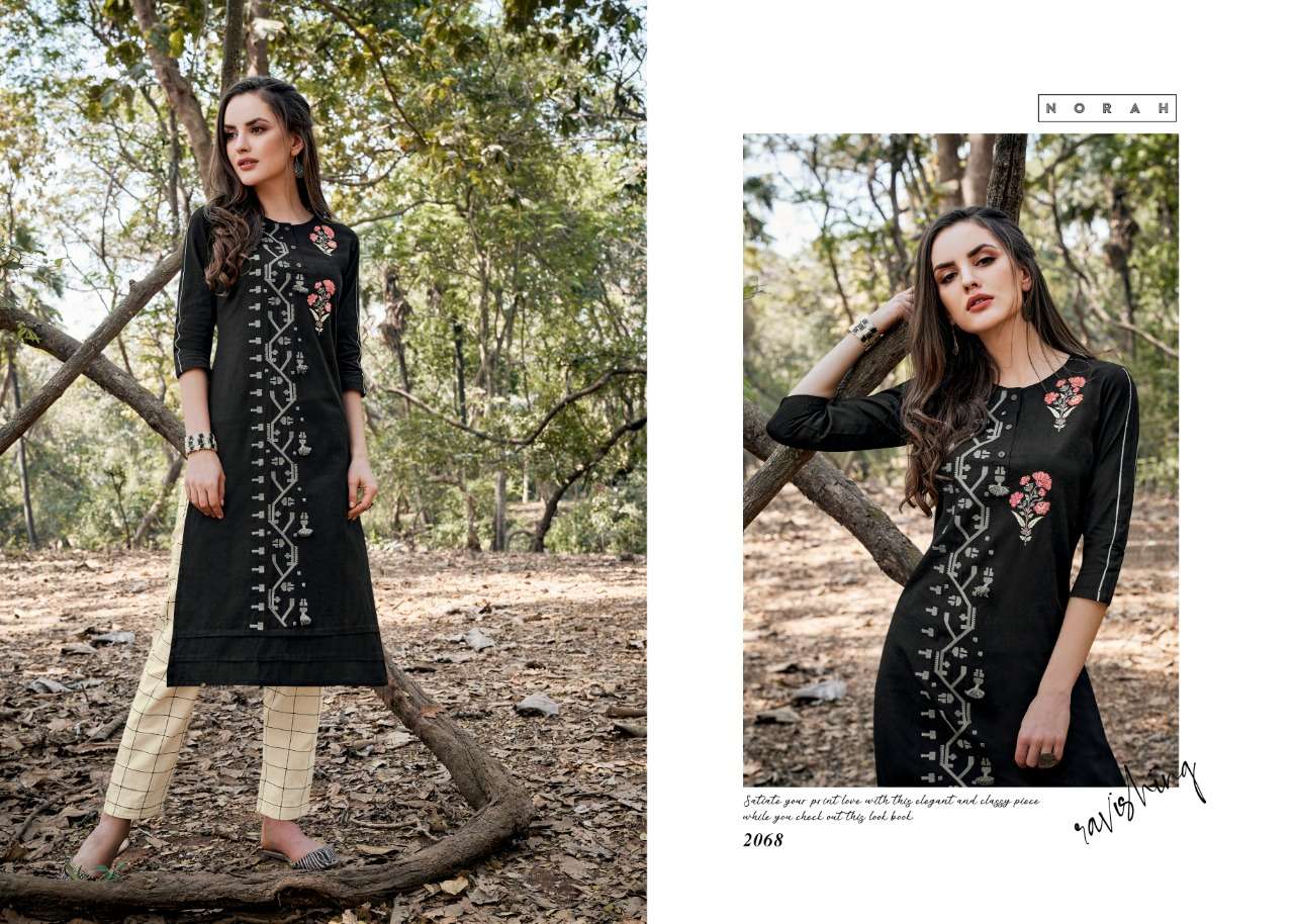 NAJUK BY NORAH 2068 TO 2071 SERIES STYLISH FANCY BEAUTIFUL COLORFUL CASUAL WEAR & ETHNIC WEAR COTTON EMBROIDERED KURTIS WITH BOTTOM AT WHOLESALE PRICE