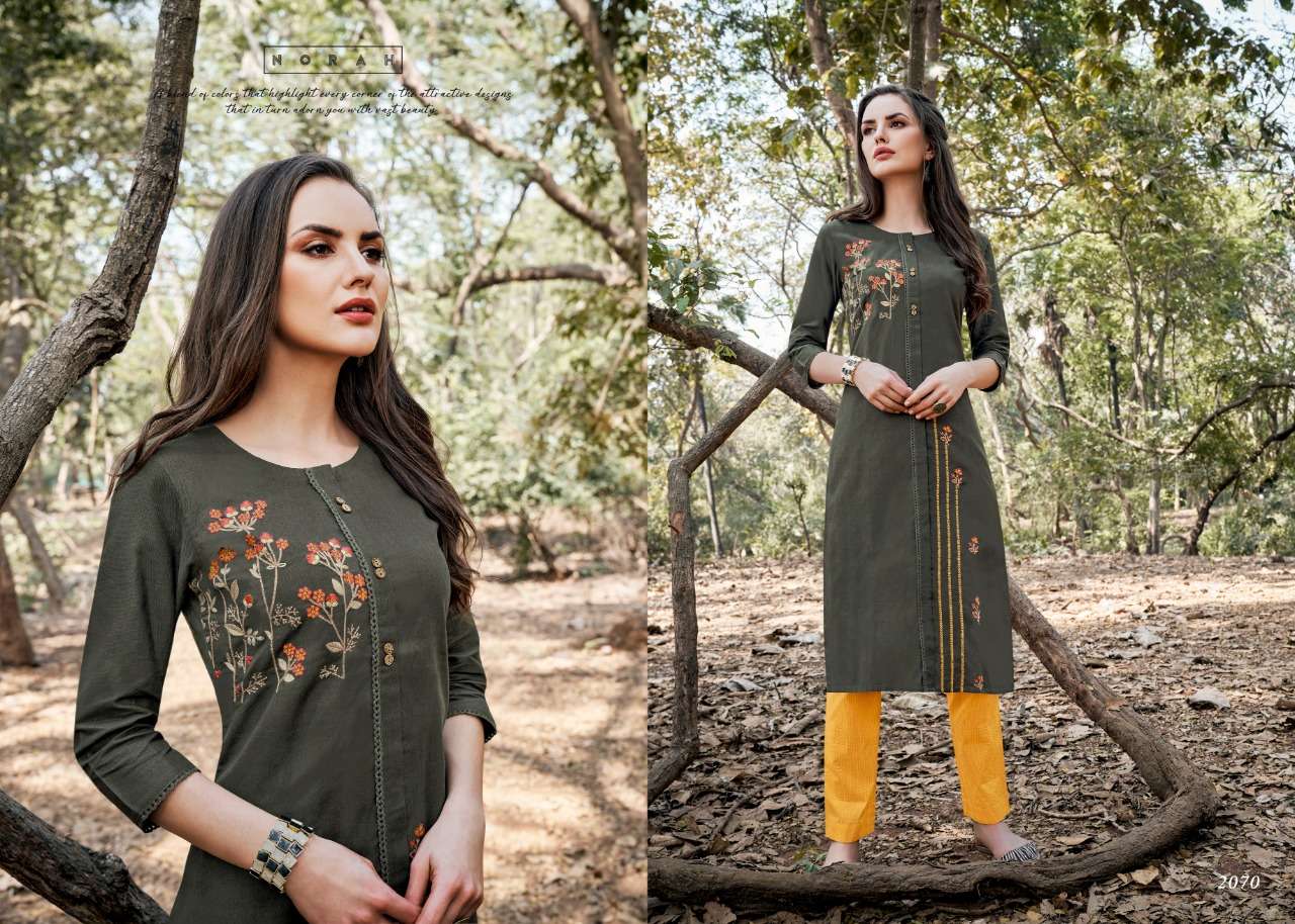 NAJUK BY NORAH 2068 TO 2071 SERIES STYLISH FANCY BEAUTIFUL COLORFUL CASUAL WEAR & ETHNIC WEAR COTTON EMBROIDERED KURTIS WITH BOTTOM AT WHOLESALE PRICE