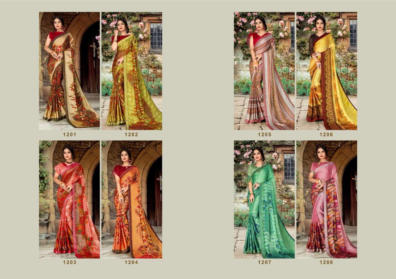 NISHKA VOL-2 BY PRIYA PARIDHI 1201 TO 1208 SERIES INDIAN TRADITIONAL WEAR COLLECTION BEAUTIFUL STYLISH FANCY COLORFUL PARTY WEAR & OCCASIONAL WEAR MOSS PRINTED SAREES AT WHOLESALE PRICE