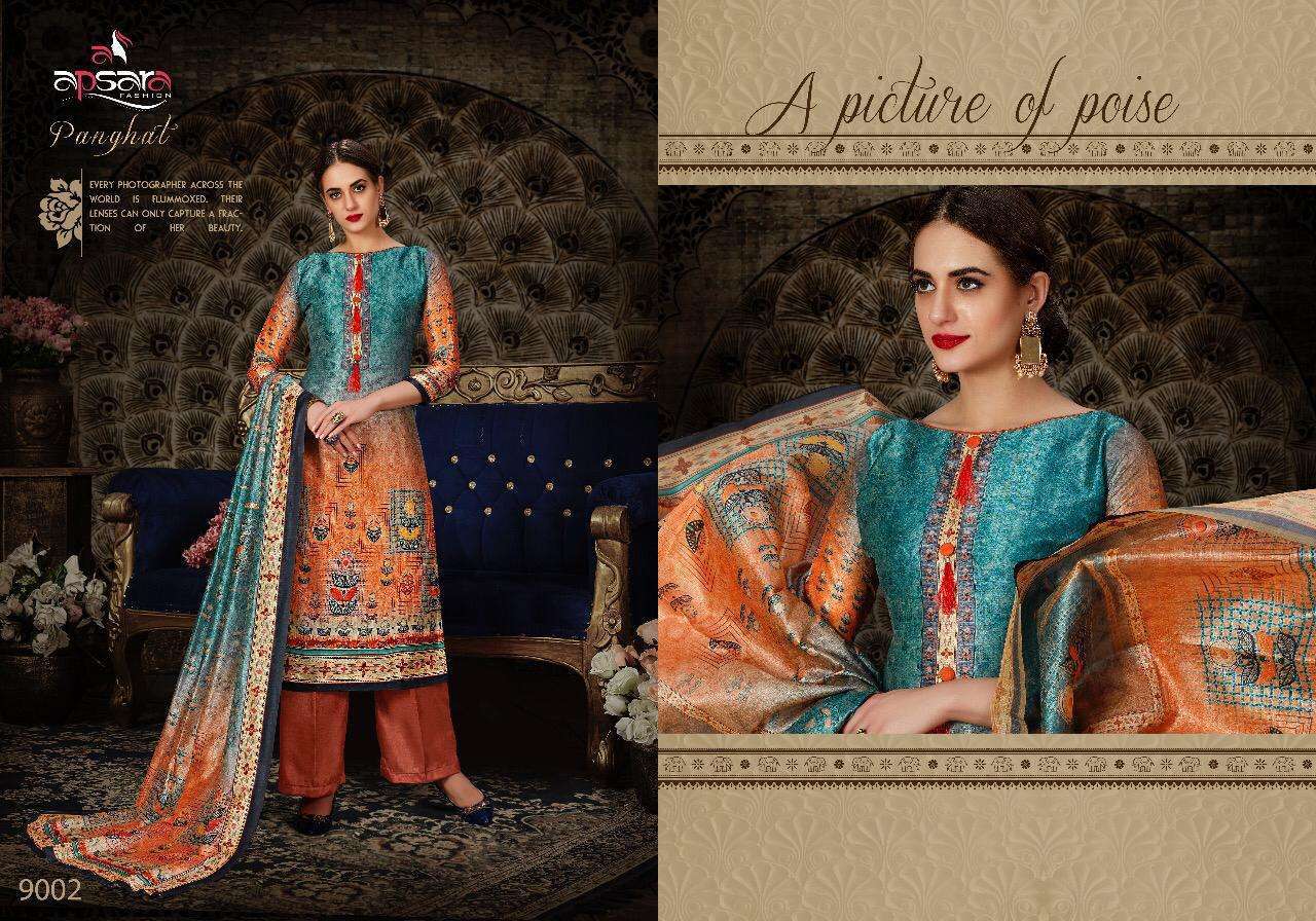 PANGHAT BY APSARA 9001 TO 9010 SERIES BEAUTIFUL STYLISH SHARARA SUITS FANCY COLORFUL CASUAL WEAR & ETHNIC WEAR & READY TO WEAR SILK DIGITAL PRINTED DRESSES AT WHOLESALE PRICE