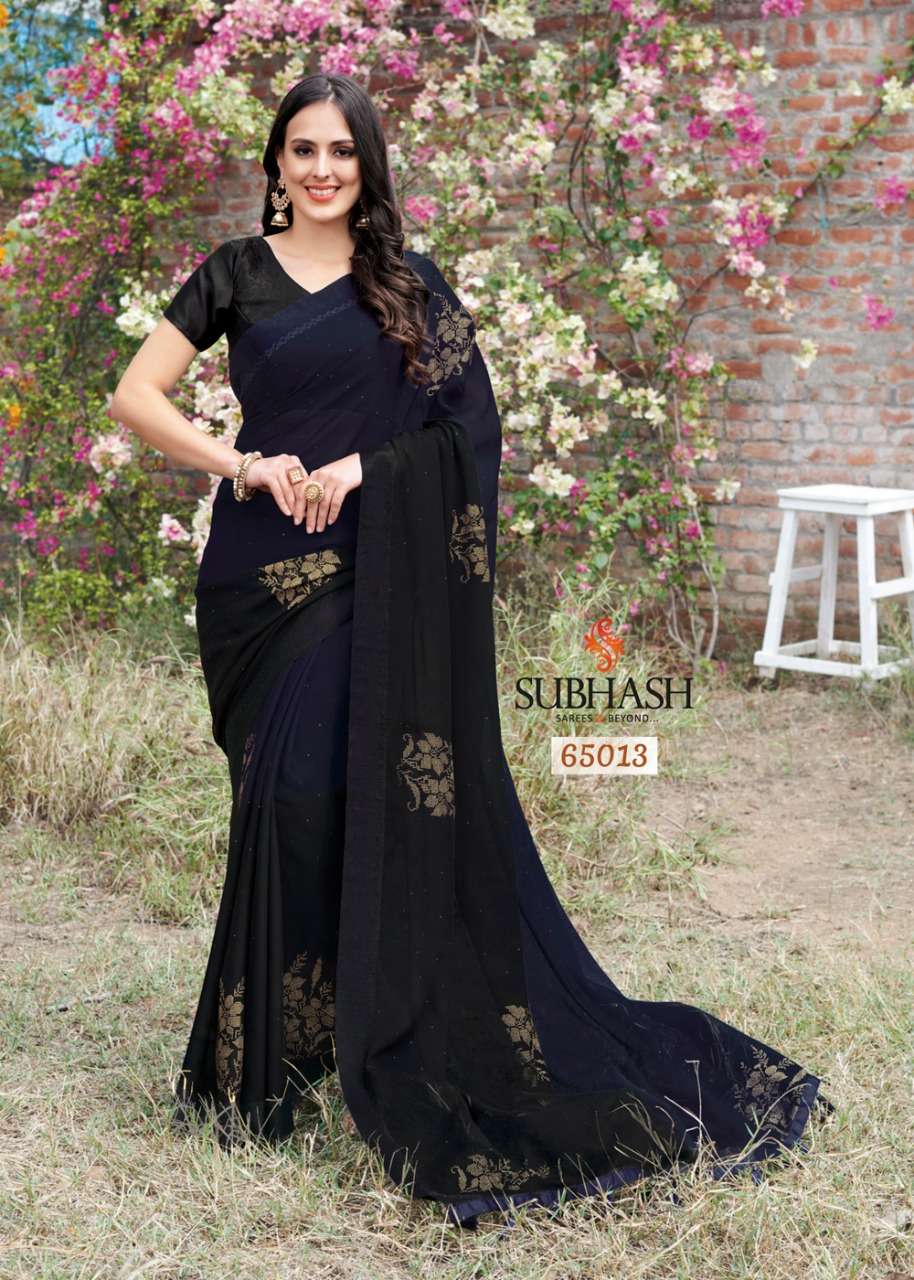 SRINGAR BY SUBHASH SAREES 65001 TO 65013 SERIES INDIAN TRADITIONAL WEAR COLLECTION BEAUTIFUL STYLISH FANCY COLORFUL PARTY WEAR & OCCASIONAL WEAR CHIFFON/GEORGETTE SAREES AT WHOLESALE PRICE