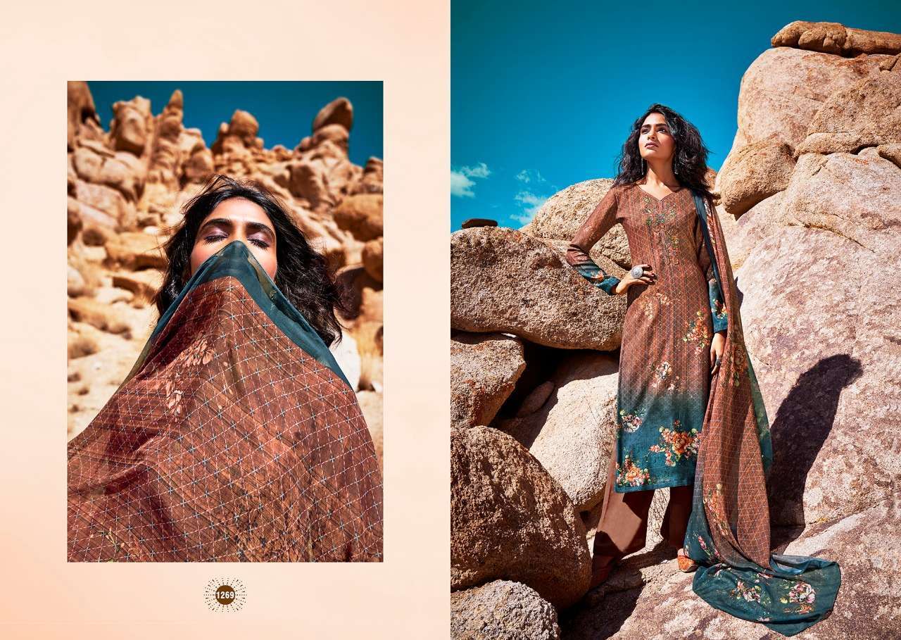 INARA BY LAXMIMAYA SILK MILL 1266 TO 1273 SERIES BEAUTIFUL STYLISH SHARARA SUITS FANCY COLORFUL CASUAL WEAR & ETHNIC WEAR & READY TO WEAR PURE PASHMINA TWILL DIGITAL PRINTED DRESSES AT WHOLESALE PRICE