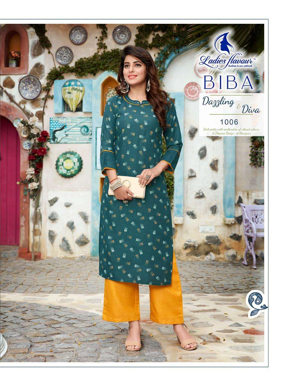 BIBA BY LADIES FLAVOUR 1001 TO 1008 SERIES STYLISH FANCY BEAUTIFUL COLORFUL CASUAL WEAR & ETHNIC WEAR RUBY PRINT KURTIS WITH BOTTOM AT WHOLESALE PRICE
