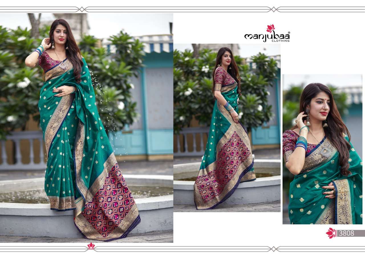 MAHALAYA SILK BY MANJUBAA CLOTHING 3801 TO 3810 SERIES INDIAN TRADITIONAL WEAR COLLECTION BEAUTIFUL STYLISH FANCY COLORFUL PARTY WEAR & OCCASIONAL WEAR SILK SAREES AT WHOLESALE PRICE