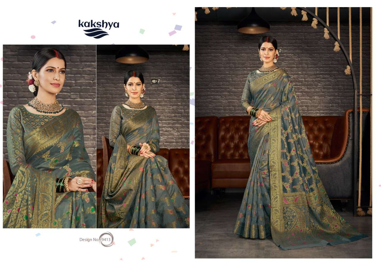 KHUSHBOO VOL-2 BY KAKSHYA 9413 TO 9414 SERIES INDIAN TRADITIONAL WEAR COLLECTION BEAUTIFUL STYLISH FANCY COLORFUL PARTY WEAR & OCCASIONAL WEAR COTTON ZARI SAREES AT WHOLESALE PRICE