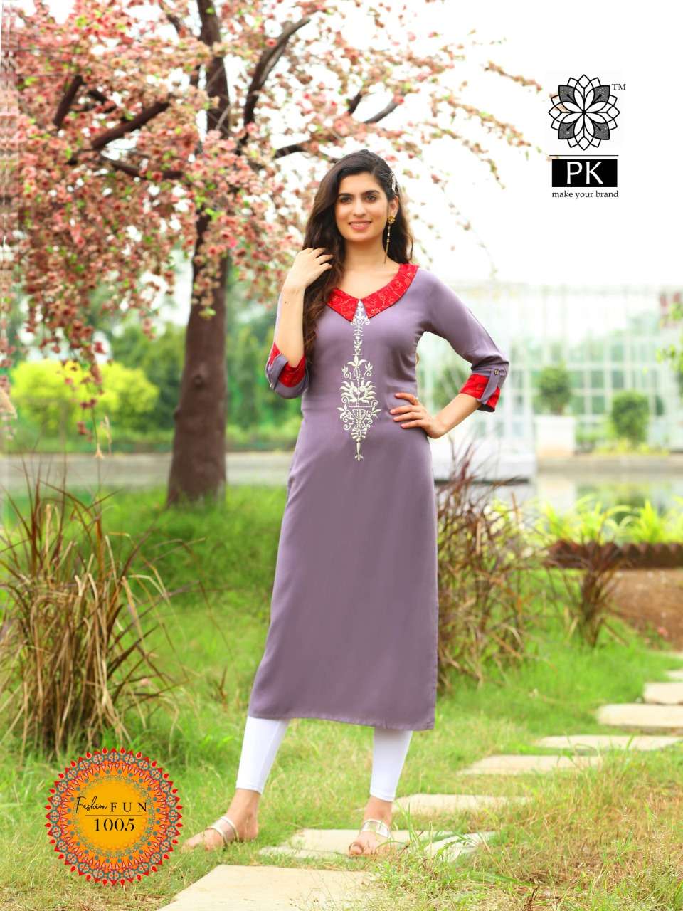 FASHION FUN VOL-1 BY PK 1001 TO 1009 SERIES BEAUTIFUL STYLISH FANCY COLORFUL CASUAL WEAR & ETHNIC WEAR HEAVY RAYON EMBROIDERED KURTIS AT WHOLESALE PRICE
