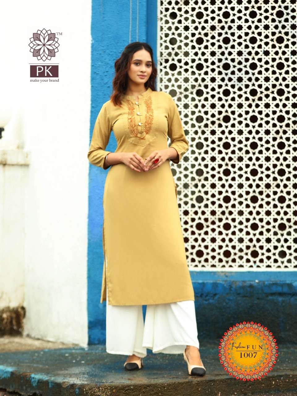 FASHION FUN VOL-1 BY PK 1001 TO 1009 SERIES BEAUTIFUL STYLISH FANCY COLORFUL CASUAL WEAR & ETHNIC WEAR HEAVY RAYON EMBROIDERED KURTIS AT WHOLESALE PRICE