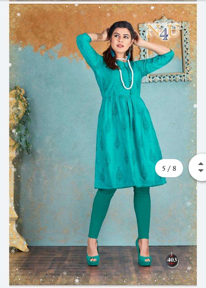 NURANI BY N4U 401 TO 405 SERIES BEAUTIFUL STYLISH FANCY COLORFUL CASUAL WEAR & ETHNIC WEAR COTTON SLUB IKKAT PRINTED KURTIS AT WHOLESALE PRICE