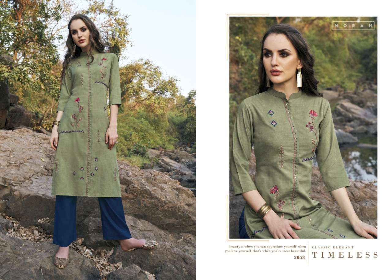 NETAL BY NORAH 2052 TO 2055 SERIES BEAUTIFUL STYLISH FANCY COLORFUL CASUAL WEAR & ETHNIC WEAR SOFT COTTON EMBROIDERED KURTIS AT WHOLESALE PRICE