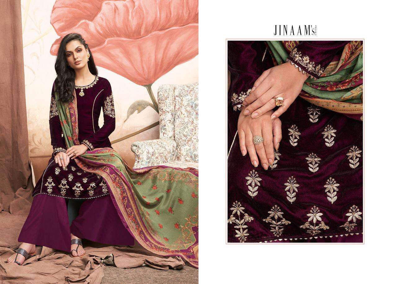 NILSA BY JINAAM DRESSES 8291 TO 8296 SERIES DESIGNER FESTIVE SUITS COLLECTION BEAUTIFUL STYLISH FANCY COLORFUL PARTY WEAR & OCCASIONAL WEAR DYED VELVET EMBROIDERED DRESSES AT WHOLESALE PRICE