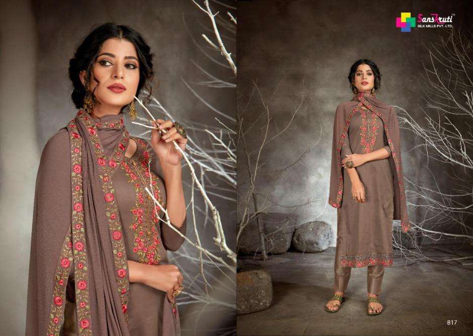 KISHNA VOL-5 BY SANSKRUTI SILK MILLS 813 TO 819 SERIES PATIYALA SUITS COLLECTION BEAUTIFUL STYLISH FANCY COLORFUL PARTY WEAR & ETHNIC WEAR PURE JAM SILK WITH HEAVY EMBROIDERY DRESSES AT WHOLESALE PRICE
