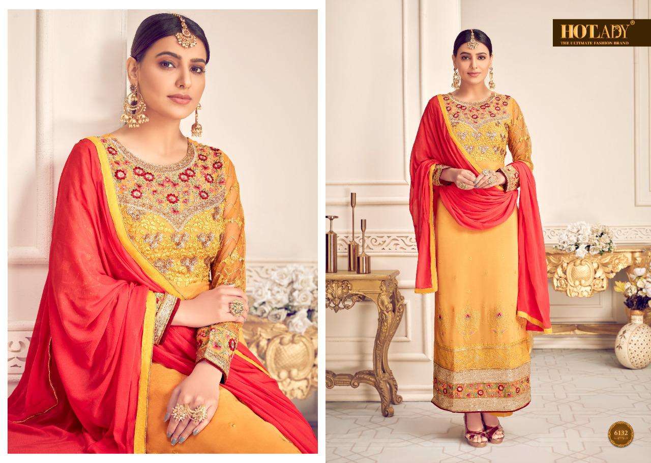 MISHTI VOL-3 BY HOT LADY 6131 TO 6136 SERIES DESIGNER SUITS COLLECTION BEAUTIFUL STYLISH FANCY COLORFUL PARTY WEAR & ETHNIC WEAR VISCOSE GEORGETTE WITH EMBROIDERY DRESSES AT WHOLESALE PRICE