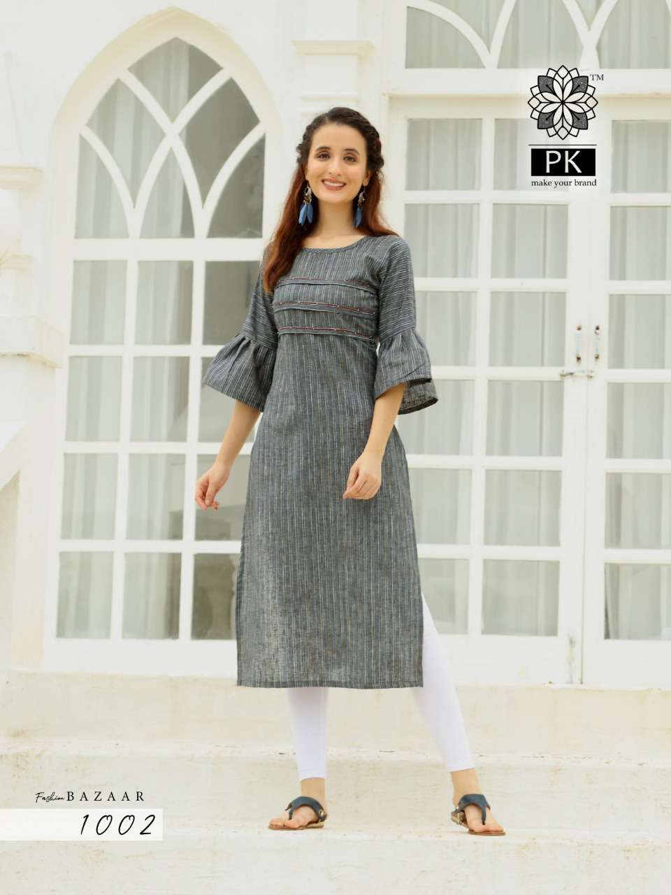 FASHION BAZAAR VOL-1 BY PK 1001 TO 1007 SERIES BEAUTIFUL STYLISH FANCY COLORFUL CASUAL WEAR & ETHNIC WEAR FANCY LINEN JACQUARD WEAVED MANUAL WORK KURTIS AT WHOLESALE PRICE