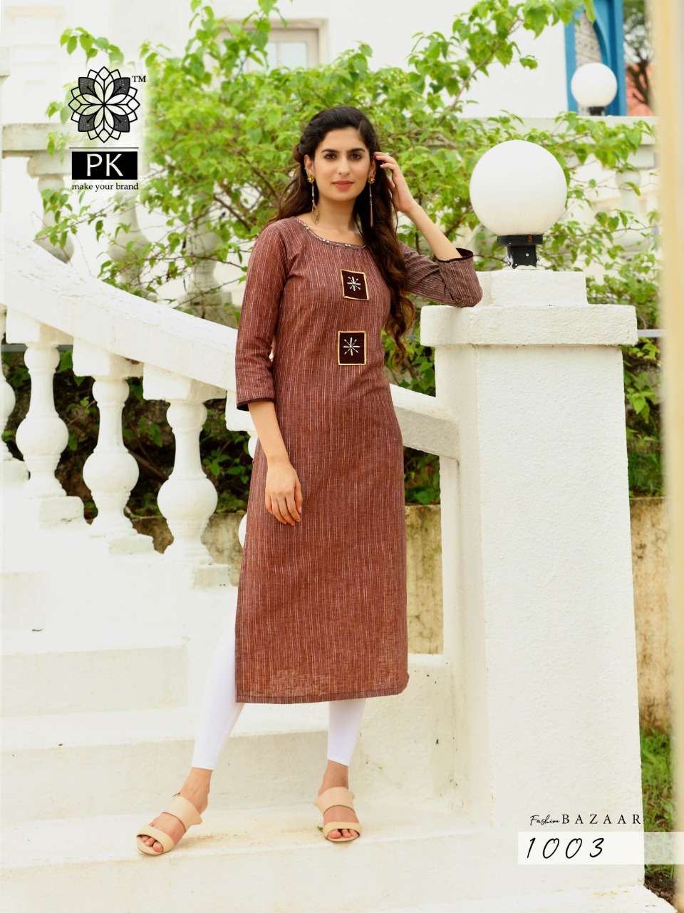 FASHION BAZAAR VOL-1 BY PK 1001 TO 1007 SERIES BEAUTIFUL STYLISH FANCY COLORFUL CASUAL WEAR & ETHNIC WEAR FANCY LINEN JACQUARD WEAVED MANUAL WORK KURTIS AT WHOLESALE PRICE