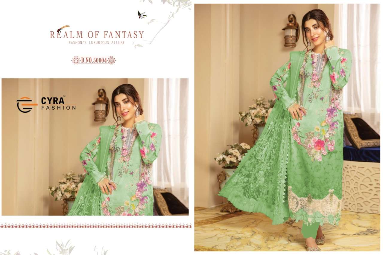 ALIZAH VOL-5 5004 SERIES BY CYRA FASHION 5004-A TO 5004-F SERIES PAKISTANI SUITS BEAUTIFUL FANCY COLORFUL STYLISH PARTY WEAR & OCCASIONAL WEAR JAM COTTON WITH PATCH EMBROIDERY DRESSES AT WHOLESALE PRICE