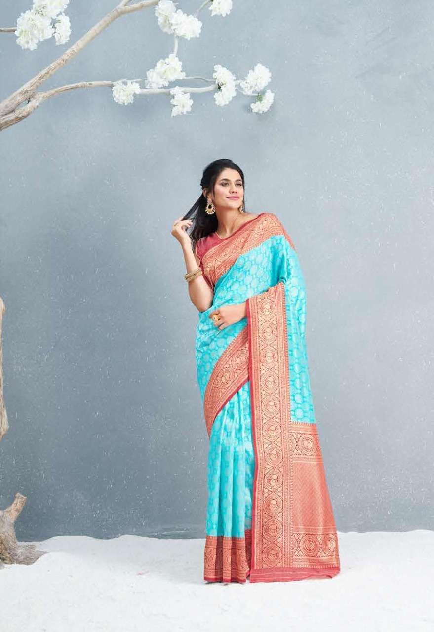 VARNIKA SILK BY SHANGRILA 30821 TO 30826 SERIES INDIAN TRADITIONAL WEAR COLLECTION BEAUTIFUL STYLISH FANCY COLORFUL PARTY WEAR & OCCASIONAL WEAR SILK DESIGNER PRINTED SAREES AT WHOLESALE PRICE