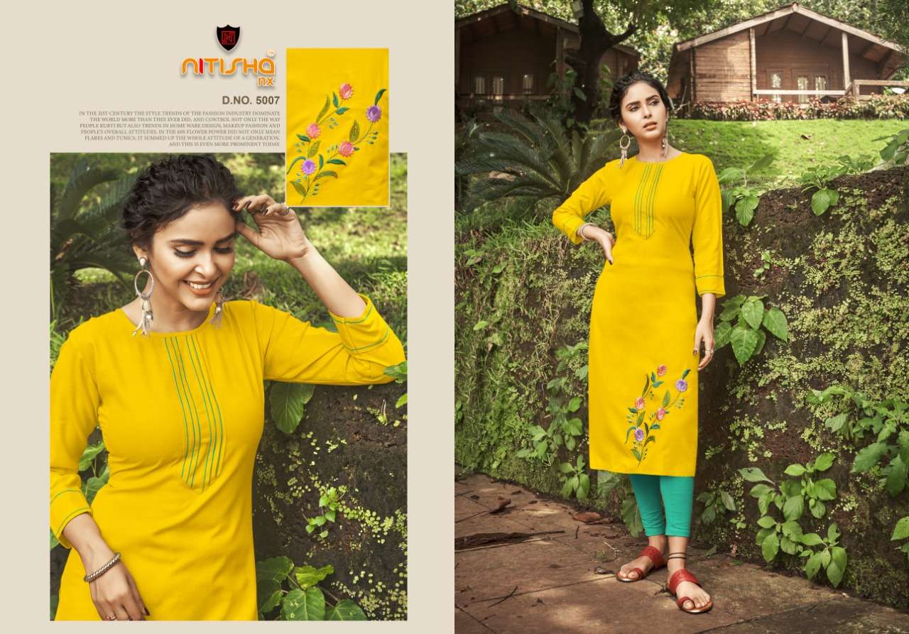VIVA VOL-5 BY NITISHA NX 5001 TO 5011 SERIES BEAUTIFUL STYLISH FANCY COLORFUL CASUAL WEAR & ETHNIC WEAR HEAVY SOFT COTTON EMBROIDERED KURTIS AT WHOLESALE PRICE