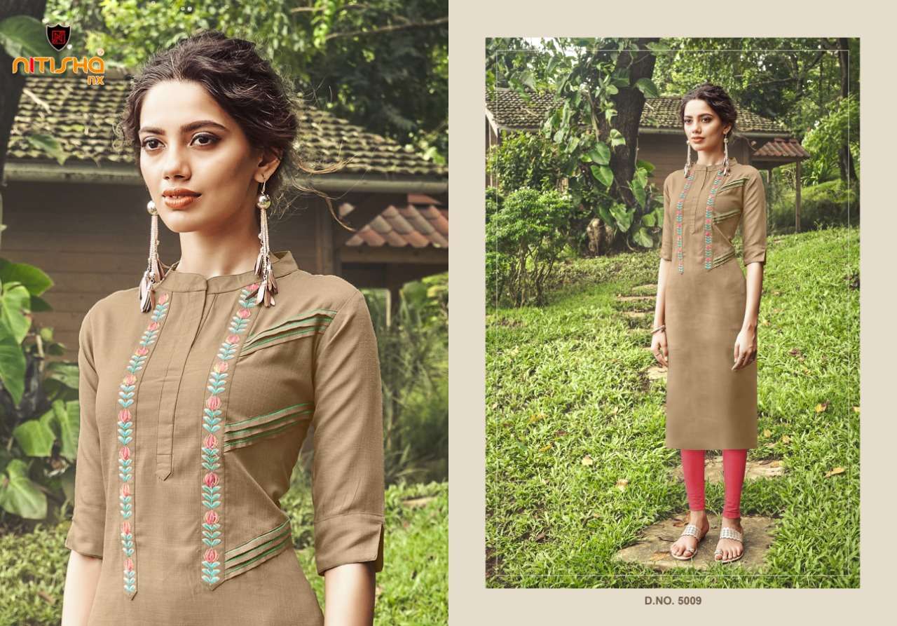 VIVA VOL-5 BY NITISHA NX 5001 TO 5011 SERIES BEAUTIFUL STYLISH FANCY COLORFUL CASUAL WEAR & ETHNIC WEAR HEAVY SOFT COTTON EMBROIDERED KURTIS AT WHOLESALE PRICE