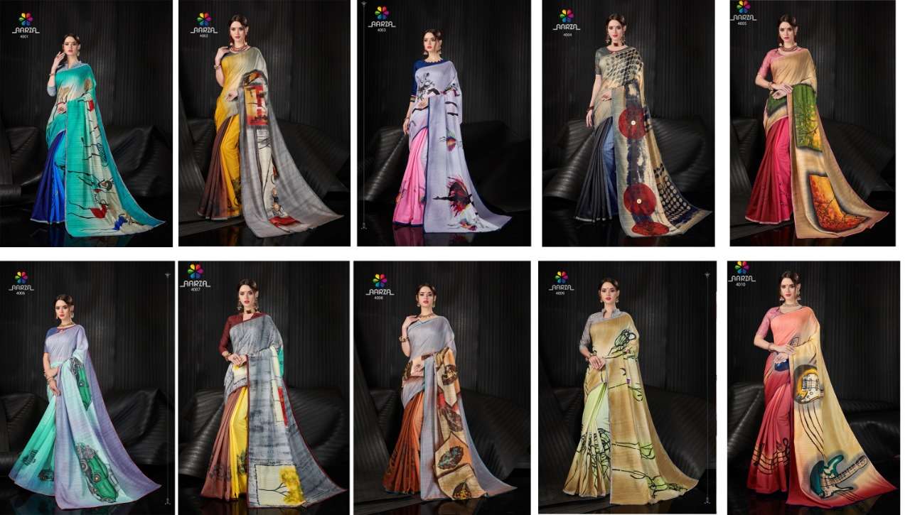 PORTRAIT BY AARZA 4001 TO 4010 SERIES BEAUTIFUL SUITS STYLISH FANCY COLORFUL CASUAL WEAR & ETHNIC WEAR LINEN SILK PRINTED DRESSES AT WHOLESALE PRICE