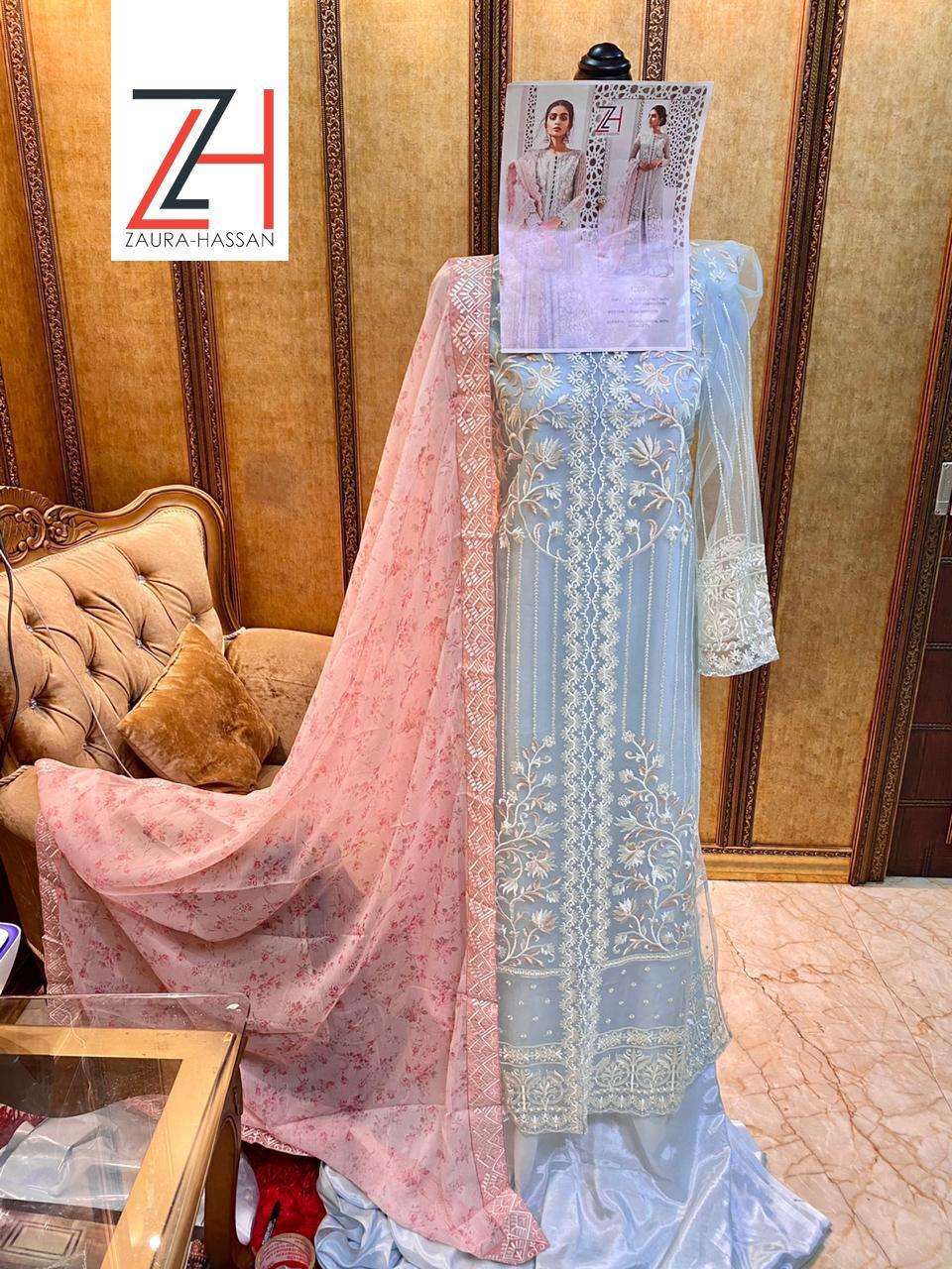 QALAMKAR BY ZAURA HASSAN 1208 TO 1209 SERIES DESIGNER FESTIVE SUITS COLLECTION BEAUTIFUL STYLISH FANCY COLORFUL PARTY WEAR & OCCASIONAL WEAR BUTTERFLY NET WITH EMBROIDERED DRESSES AT WHOLESALE PRICE