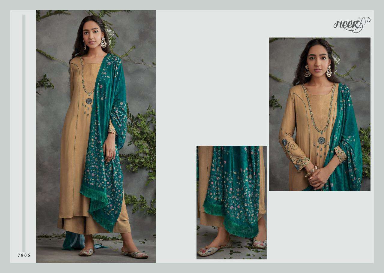 TARANA BY HEER 7801 TO 7808 SERIES BEAUTIFUL SUITS STYLISH COLORFUL FANCY CASUAL WEAR & ETHNIC WEAR COMPRICES OF PASHMINA DRESSES AT WHOLESALE PRICE