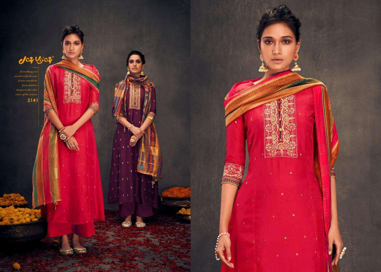 ALOHA REMIX BY JAY VIJAY PRINT 2103 TO 2149 SERIES BEAUTIFUL SUITS STYLISH COLORFUL FANCY CASUAL WEAR & ETHNIC WEAR PURE BEMBERG SILK WITH HANDWORK DRESSES AT WHOLESALE PRICE