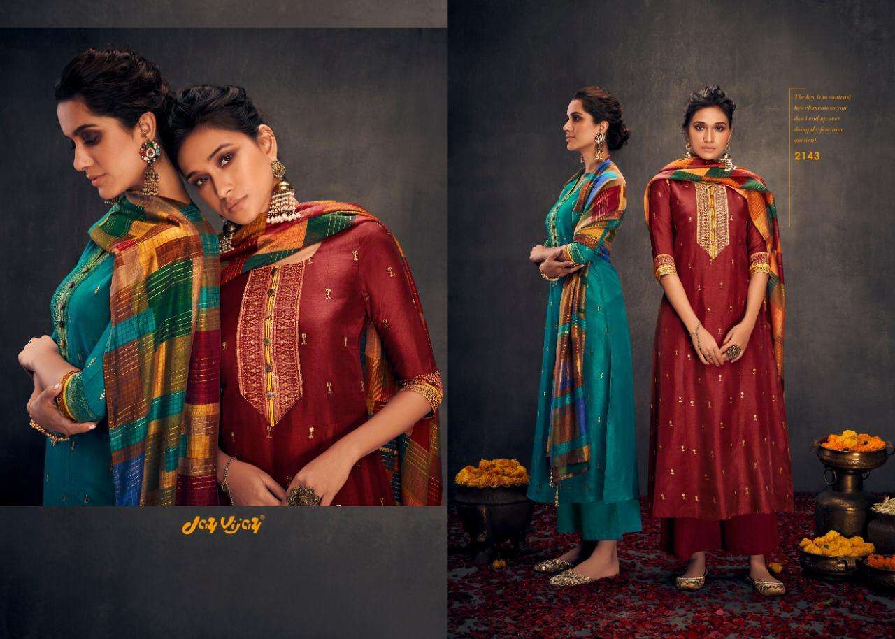 ALOHA REMIX BY JAY VIJAY PRINT 2103 TO 2149 SERIES BEAUTIFUL SUITS STYLISH COLORFUL FANCY CASUAL WEAR & ETHNIC WEAR PURE BEMBERG SILK WITH HANDWORK DRESSES AT WHOLESALE PRICE