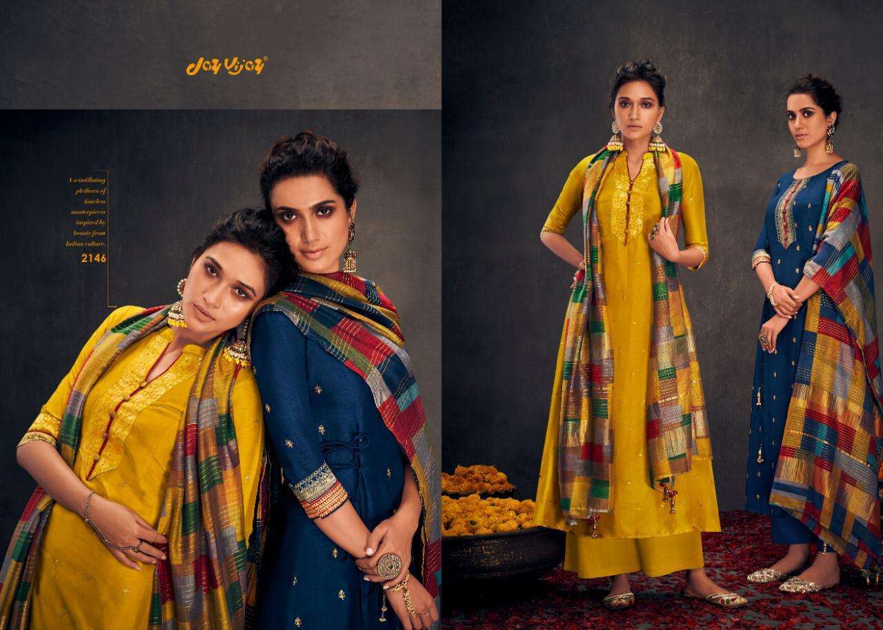 ALOHA REMIX BY JAY VIJAY PRINT 2103 TO 2149 SERIES BEAUTIFUL SUITS STYLISH COLORFUL FANCY CASUAL WEAR & ETHNIC WEAR PURE BEMBERG SILK WITH HANDWORK DRESSES AT WHOLESALE PRICE