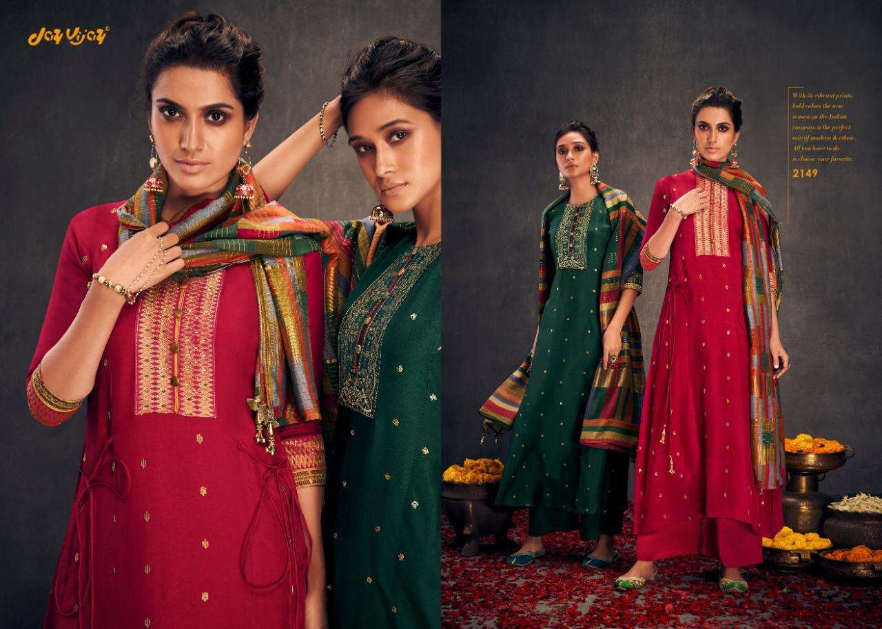 ALOHA REMIX BY JAY VIJAY PRINT 2103 TO 2149 SERIES BEAUTIFUL SUITS STYLISH COLORFUL FANCY CASUAL WEAR & ETHNIC WEAR PURE BEMBERG SILK WITH HANDWORK DRESSES AT WHOLESALE PRICE