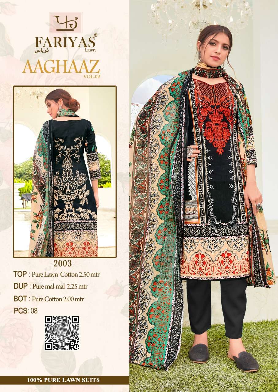 AAGHAAZ VOL-2 BY FARIYAS LAWN 2001 TO 2008 SERIES BEAUTIFUL SUITS STYLISH COLORFUL FANCY CASUAL WEAR & ETHNIC WEAR PURE LAWN COTTON PRINTED DRESSES AT WHOLESALE PRICE