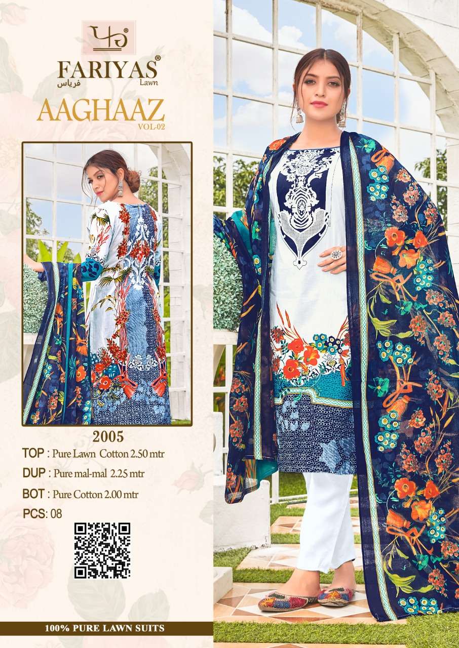 AAGHAAZ VOL-2 BY FARIYAS LAWN 2001 TO 2008 SERIES BEAUTIFUL SUITS STYLISH COLORFUL FANCY CASUAL WEAR & ETHNIC WEAR PURE LAWN COTTON PRINTED DRESSES AT WHOLESALE PRICE