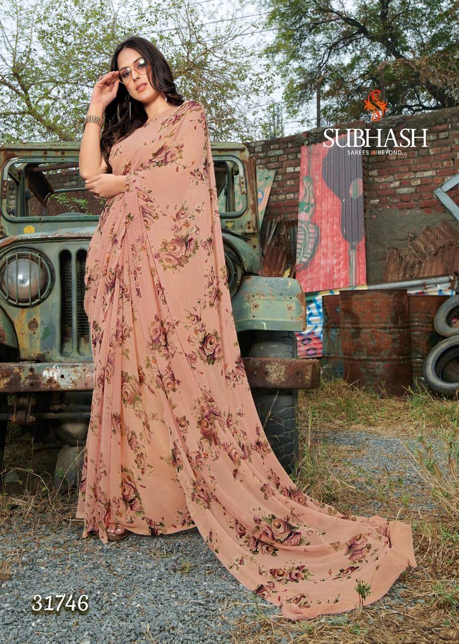 GARDENIA VOL-8 BY BY SUBHASH SAREE 31741 TO 31756 SERIES INDIAN TRADITIONAL WEAR COLLECTION BEAUTIFUL STYLISH FANCY COLORFUL PARTY WEAR & OCCASIONAL WEAR GEORGETTE PRINTED SAREES AT WHOLESALE PRICE