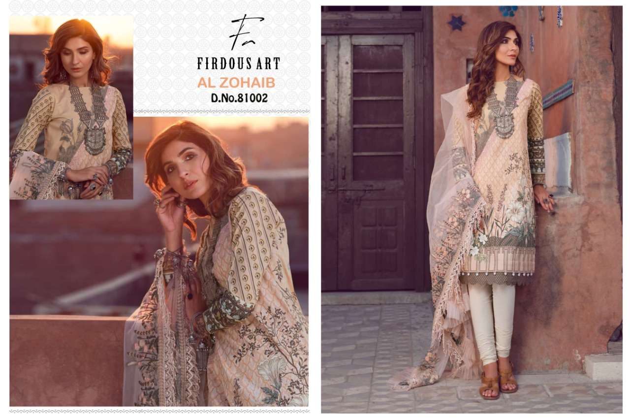 AL ZOHAIB BY FIRDOUS ART 81001 TO 81006 SERIES BEAUTIFUL SUITS STYLISH FANCY COLORFUL CASUAL WEAR & ETHNIC WEAR JAM COTTON DIGITAL PRINTED DRESSES AT WHOLESALE PRICE