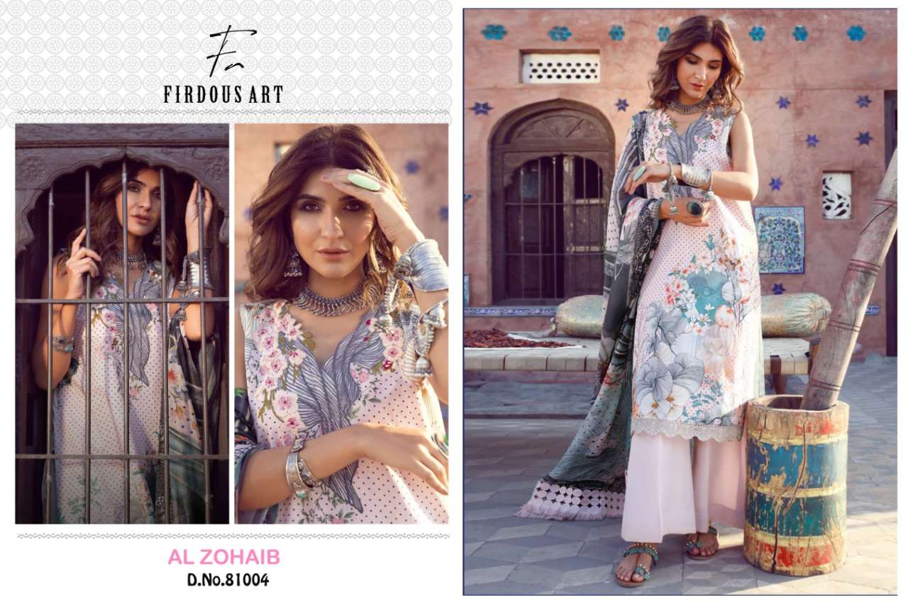 AL ZOHAIB BY FIRDOUS ART 81001 TO 81006 SERIES BEAUTIFUL SUITS STYLISH FANCY COLORFUL CASUAL WEAR & ETHNIC WEAR JAM COTTON DIGITAL PRINTED DRESSES AT WHOLESALE PRICE