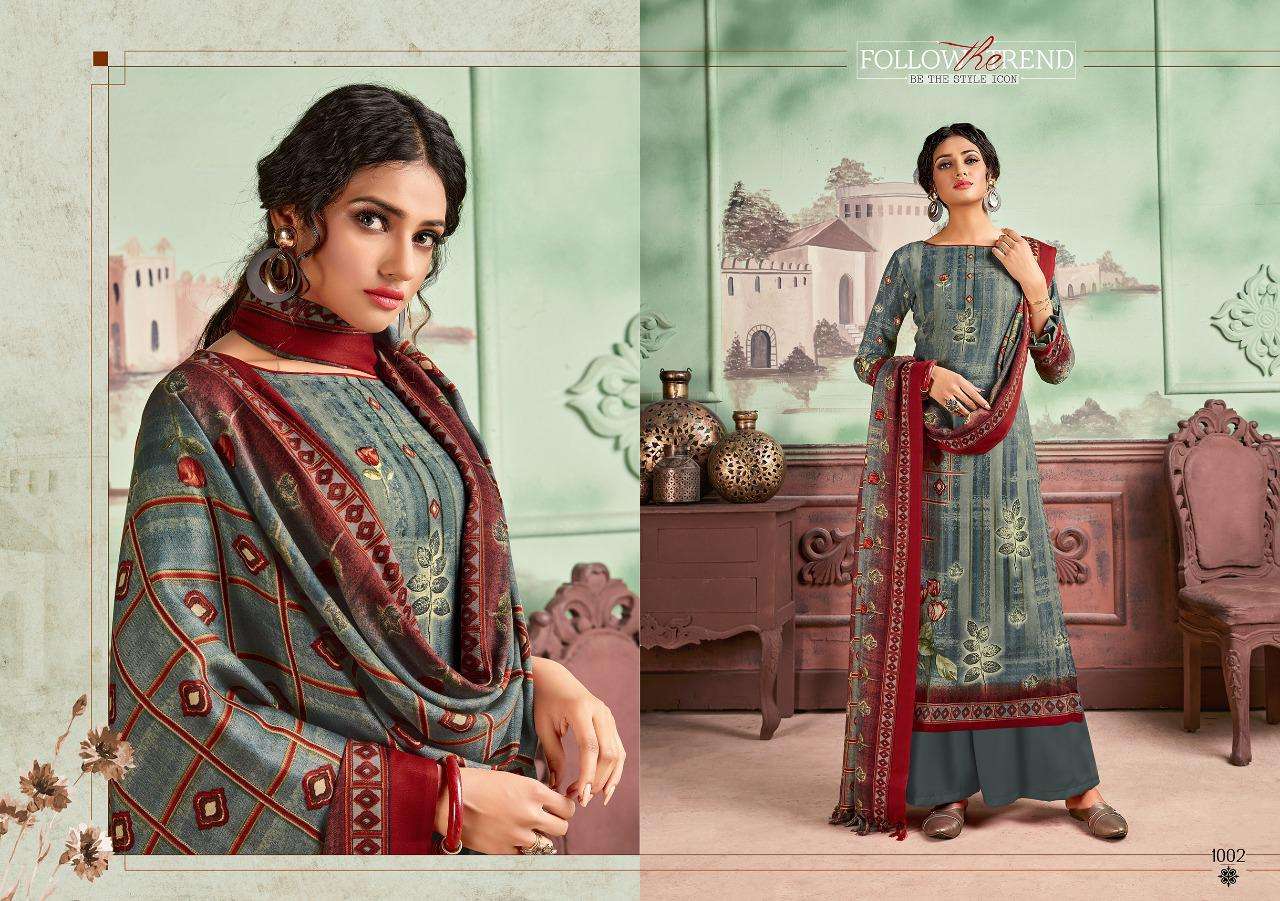 MARQUINA BY RICCO 1001 TO 1008 SERIES BEAUTIFUL SUITS STYLISH FANCY COLORFUL CASUAL WEAR & ETHNIC WEAR WOOL PASHMINA DIGITAL PRINTED DRESSES AT WHOLESALE PRICE