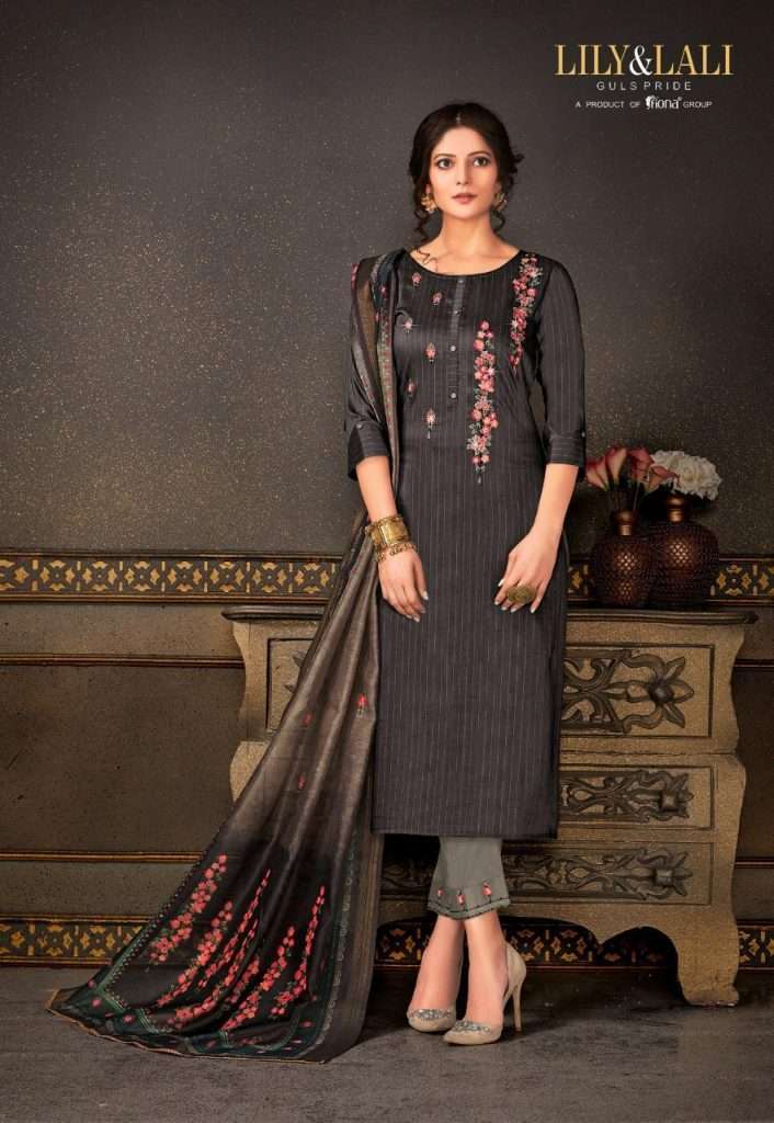 MADHUBALA BY LILY AND ALI 5081 TO 5088 SERIES BEAUTIFUL SUITS STYLISH FANCY COLORFUL PARTY WEAR & OCCASIONAL WEAR STRIP PATTERN SILK DRESSES AT WHOLESALE PRICE