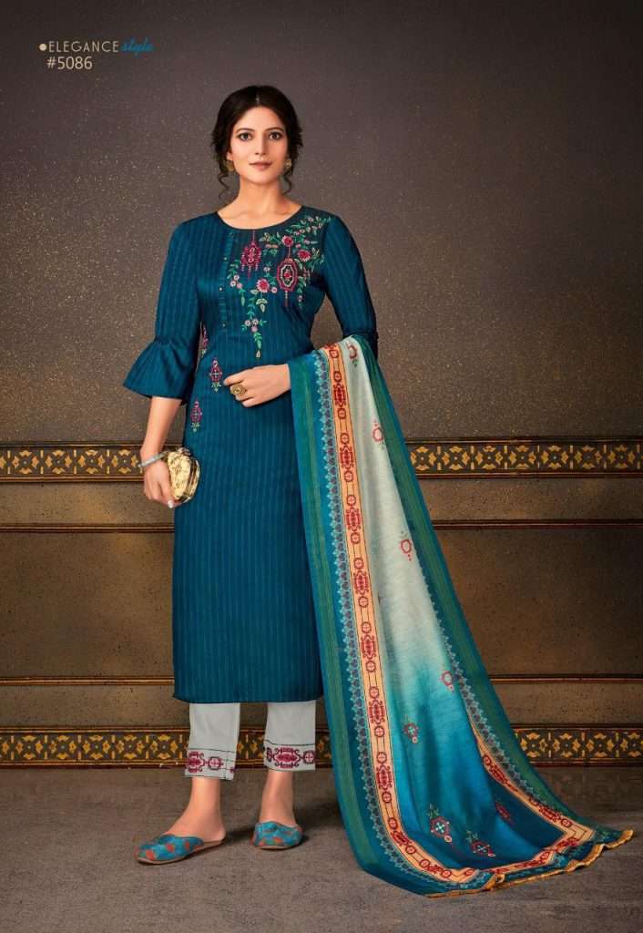 MADHUBALA BY LILY AND ALI 5081 TO 5088 SERIES BEAUTIFUL SUITS STYLISH FANCY COLORFUL PARTY WEAR & OCCASIONAL WEAR STRIP PATTERN SILK DRESSES AT WHOLESALE PRICE