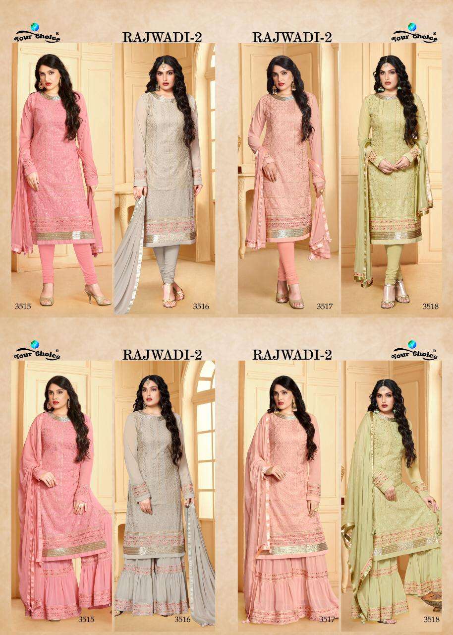 RAJWADI VOL-2 BY YOUR CHOICE 3515 TO 3518 SERIES BEAUTIFUL SUITS STYLISH FANCY COLORFUL CASUAL WEAR & ETHNIC WEAR FAUX GEORGETTE DRESSES AT WHOLESALE PRICE
