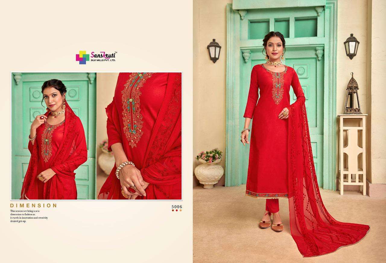 RUTBAA BY SANSKRUTI SILK MILLS 5006 TO 5011 SERIES BEAUTIFUL SUITS STYLISH FANCY COLORFUL CASUAL WEAR & ETHNIC WEAR PURE JAM SILK WITH EMBROIDERY DRESSES AT WHOLESALE PRICE