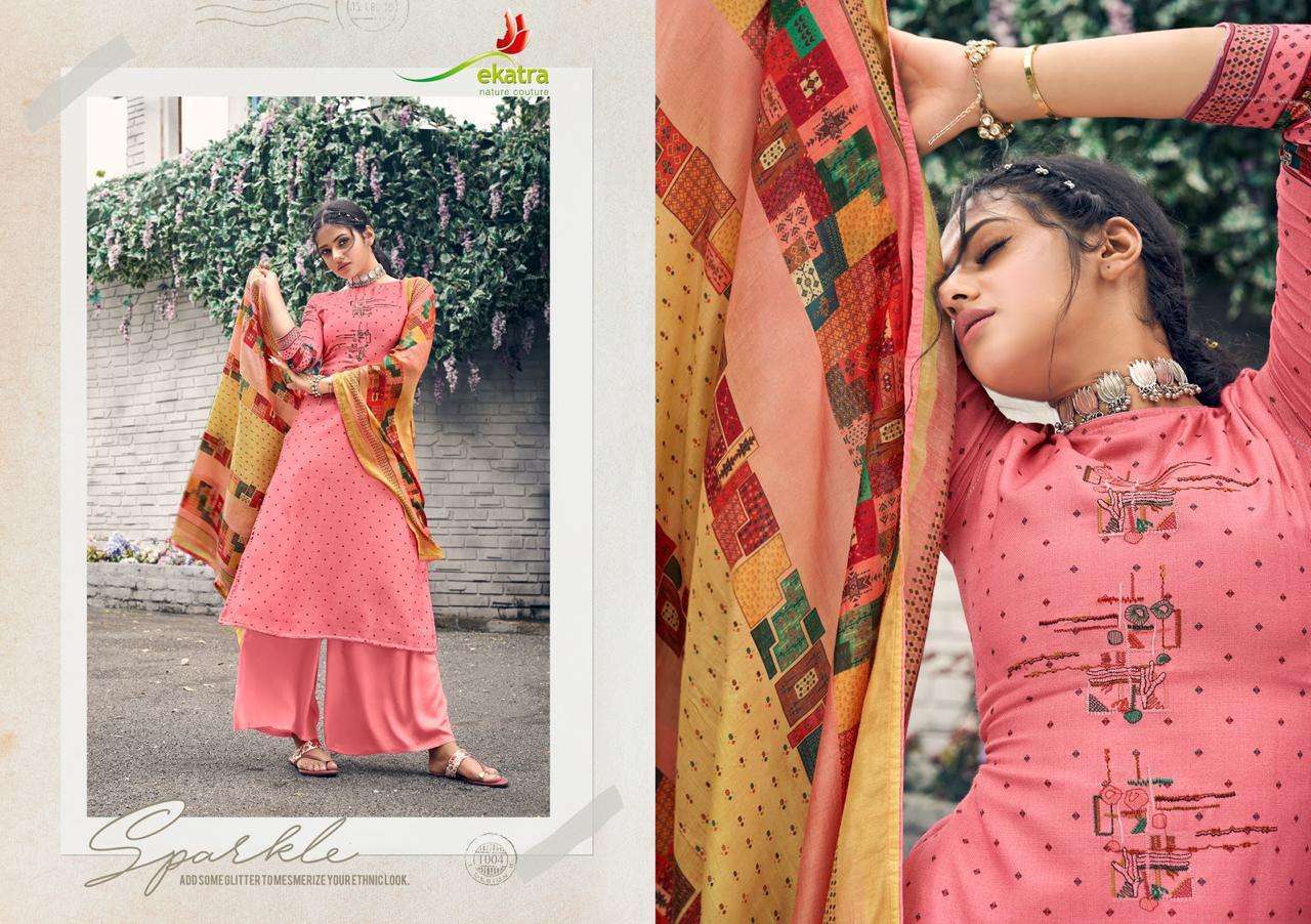 KIZIE BY EKATRA 1001 TO 1007 SERIES BEAUTIFUL SUITS STYLISH FANCY COLORFUL CASUAL WEAR & ETHNIC WEAR PURE PASHMINA PRINTED WITH EMBROIDERY DRESSES AT WHOLESALE PRICE
