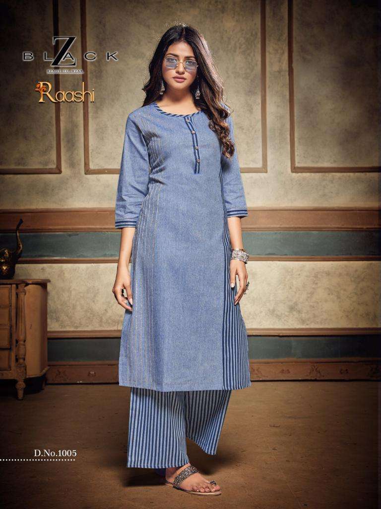 RAASHI BY Z BLACK 1001 TO 1006 SERIES STYLISH FANCY BEAUTIFUL COLORFUL CASUAL WEAR & ETHNIC WEAR SOUTH COTTON SLUB WITH GOTA WORK KURTIS AT WHOLESALE PRICE