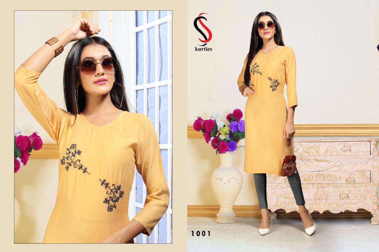  RADO BY S S KURTI 1001 TO 1008 SERIES STYLISH FANCY BEAUTIFUL COLORFUL CASUAL WEAR & ETHNIC WEAR HEAVY RAYON KURTIS AT WHOLESALE PRICE