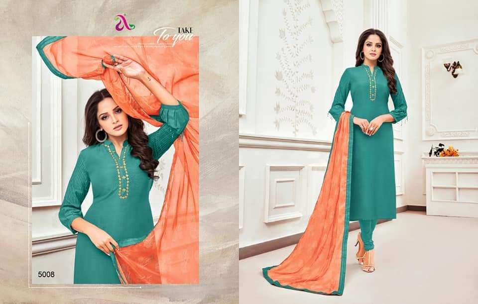 ANGROOP SALE COLLECTION BY ANGROOP PLUS BEAUTIFUL SUITS STYLISH FANCY COLORFUL CASUAL WEAR & ETHNIC WEAR CHANDERI WITH EMBROIDERY DRESSES AT WHOLESALE PRICE
